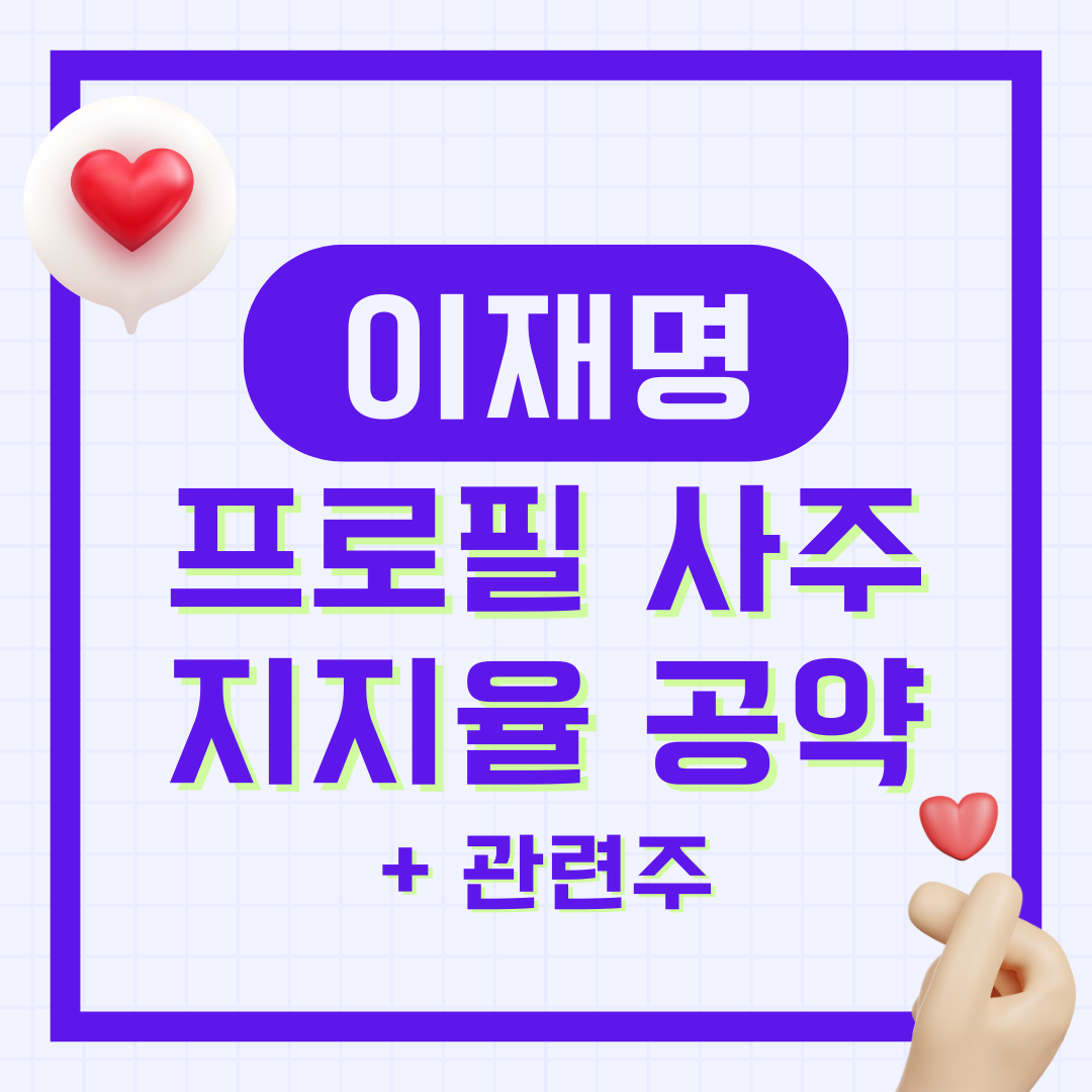 이재명 프로필 사주 지지율 대선 공약 선고 관련주
